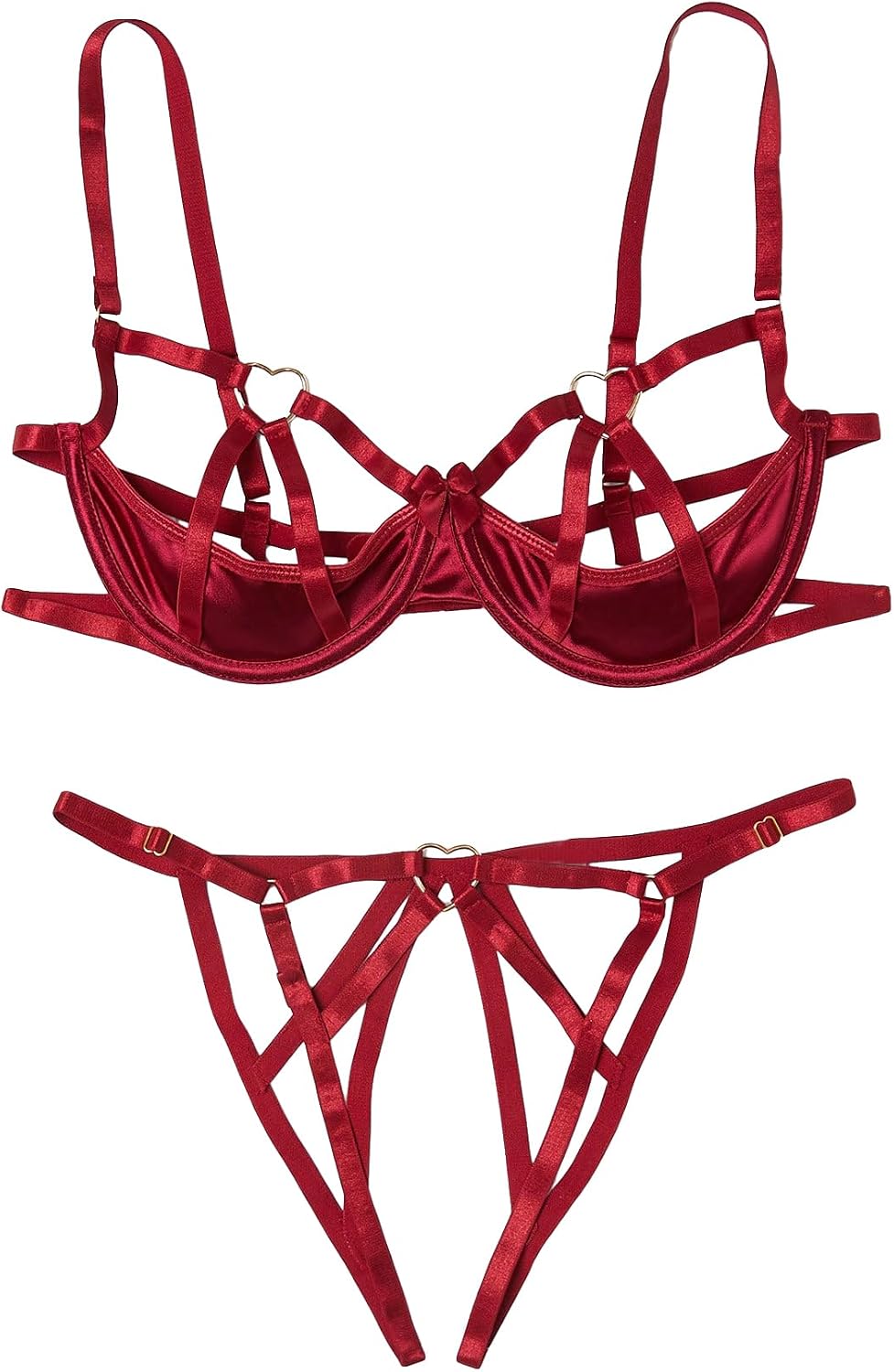 Verdusa Women's 2 Piece Cut Out Underwire Sexy See Through Bra and Panty Lingerie Sets