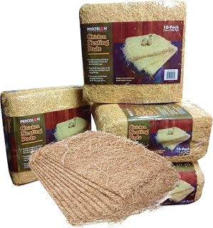 Petmate Precision Pet Chicken Nesting Pads 13x13 Inch 10 Pack - Compostable Bedding Keeps Eggs Clean Dry Made in USA
