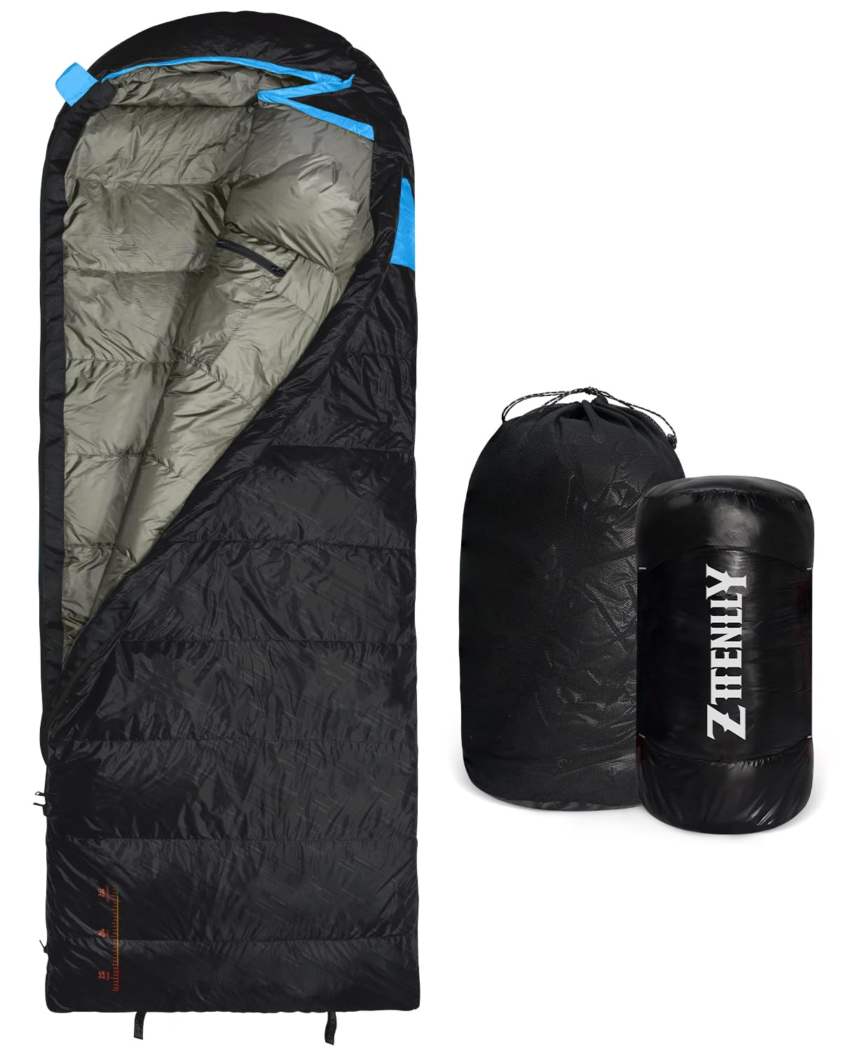 Sac de couchage en duvet pour adultes - Léger et compact pour la randonnée, le camping et la randonnée - 45-52 degrés et sac de couchage 4 saisons pour temps froid
