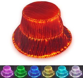 Light up Hat Rave Bucket Hat 7 Colors Flashing Glow LED Hat Neon Crazy Hats for Festival Gear for Party Hats EDM Accessories