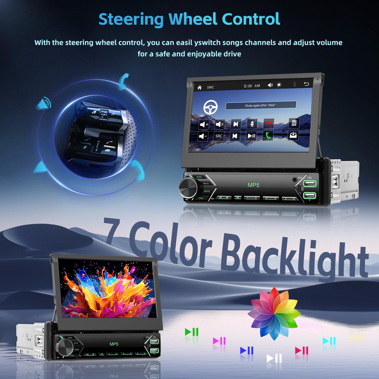 Autoradio 1 DIN Con Schermo Touch 9 Pollici - Wireless CarPlay E Android Auto, Bluetooth, Telecamera Retro