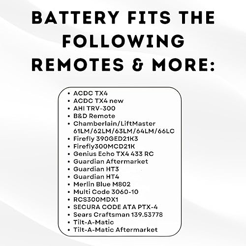 Garage Door Opener Battery - Single A23 Alkaline - 12V High-Stability Garage Door Opener Power Replacement for Major Remotes, Keypads, Sensors