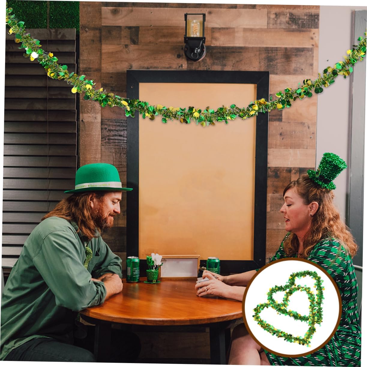 2pcs Patrick's Day Tinsel Garland Decor Hanging Decoration for Festive Parties Lightweight Easy to Install Party Accessories Create Joyful Atmosphere for