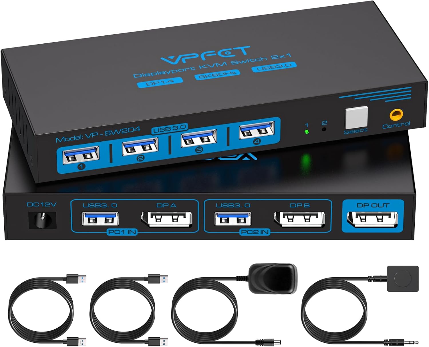 8K@60Hz KVM Switch 1 Monitors 2 Computers Displayport 4K@120Hz