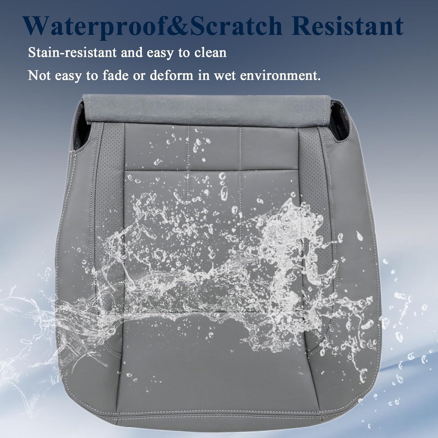 NLQR Front Driver and Passenger Side Bottom Replacement Seat Covers Microfiber Leather Gray Compatible with Dodge Ram 1500 2500 3500 4500 2006 2007 2008 2009