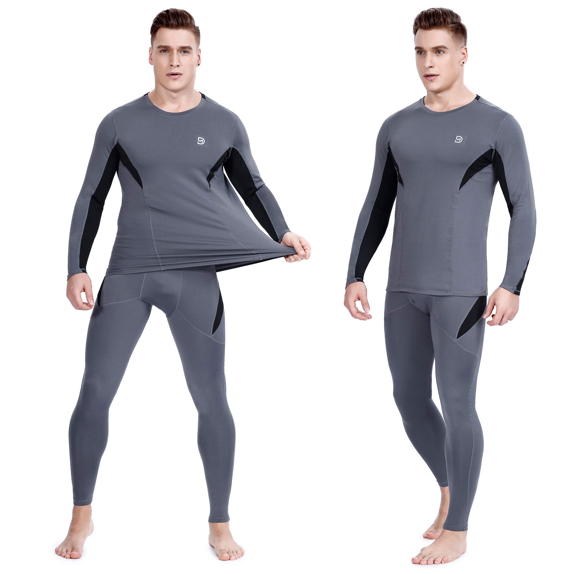 Ropa interior térmica forro polar rendimiento polar táctico deportes Shapewear térmica Set - gris - Large