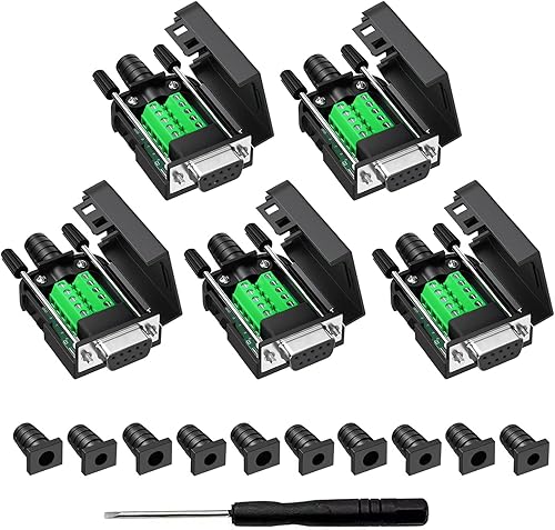 Miniatura 45 de DB9 Conector de ruptura hembra, puerto 9PIN sin soldadura RS232 Adaptador serie D-SUB RS485, placa de módulo sin soldadura con terminales