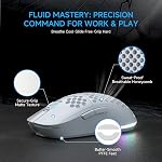 TMKB Falcon M1 Wireless Gaming Mouse, 24000DPI Optical Sensor, 180Hrs Battery, Lightweight, 6 Programmable Buttons, RGB Strip, 2.4G/BT5.2/USB-C Wired for PC/Mac/Laptop - Matte White