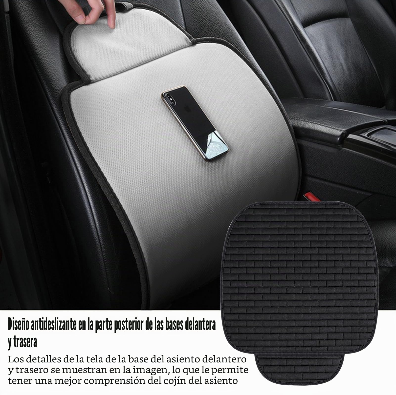 Cojines Coche Asientos Delanteros: Cojín Protector De Asiento De Lino Delantero, Cojines Coche Asientos Delanteros, Cojines de Asiento Delantero Antideslizante, Funda Asiento Delantero Coche