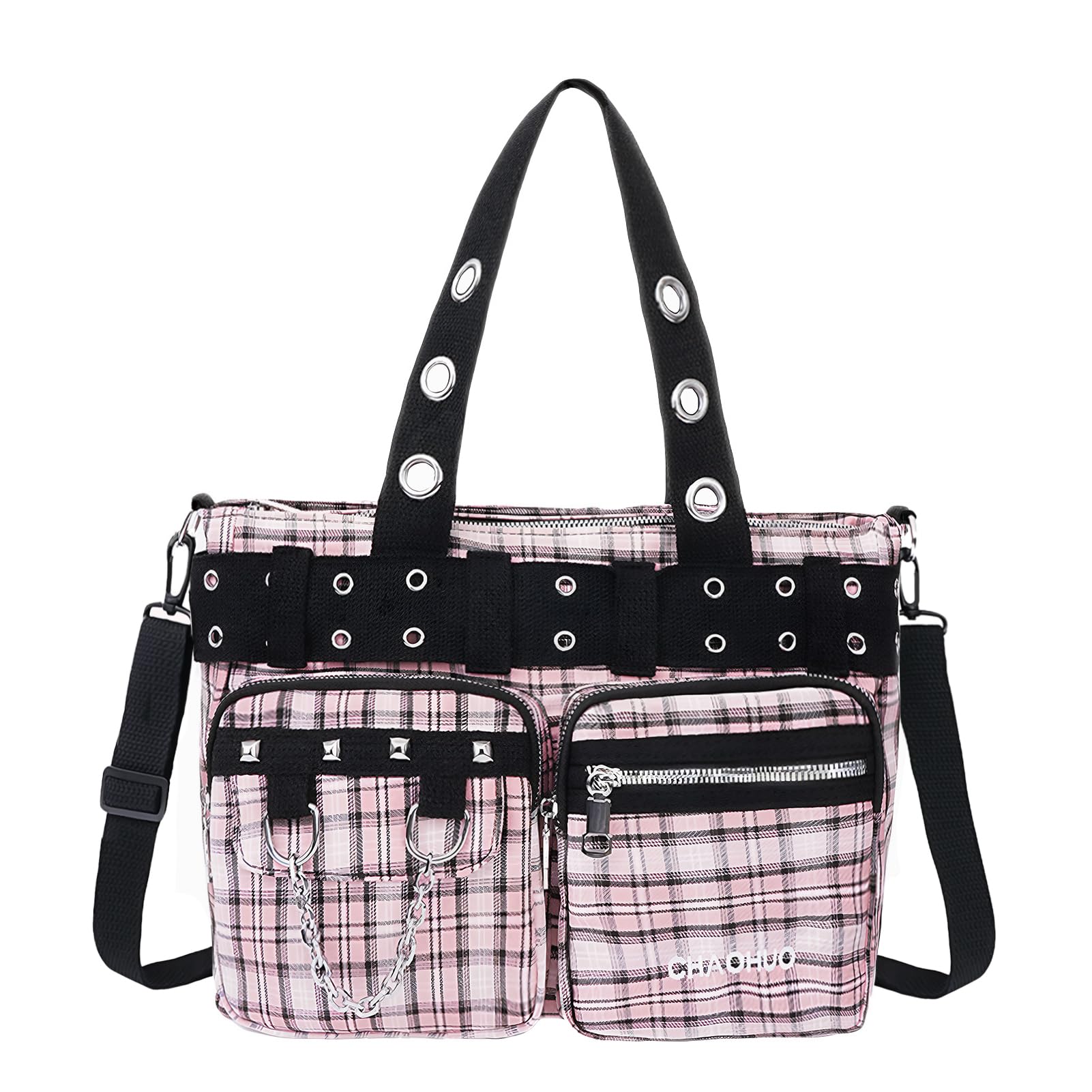 Bolso de bandolera para mujer Bolso de mano gótico Y2K Bolso de hombro de diseño de cuadros Gran capacidad Oficina Trabajo Viaje Compras Duradero