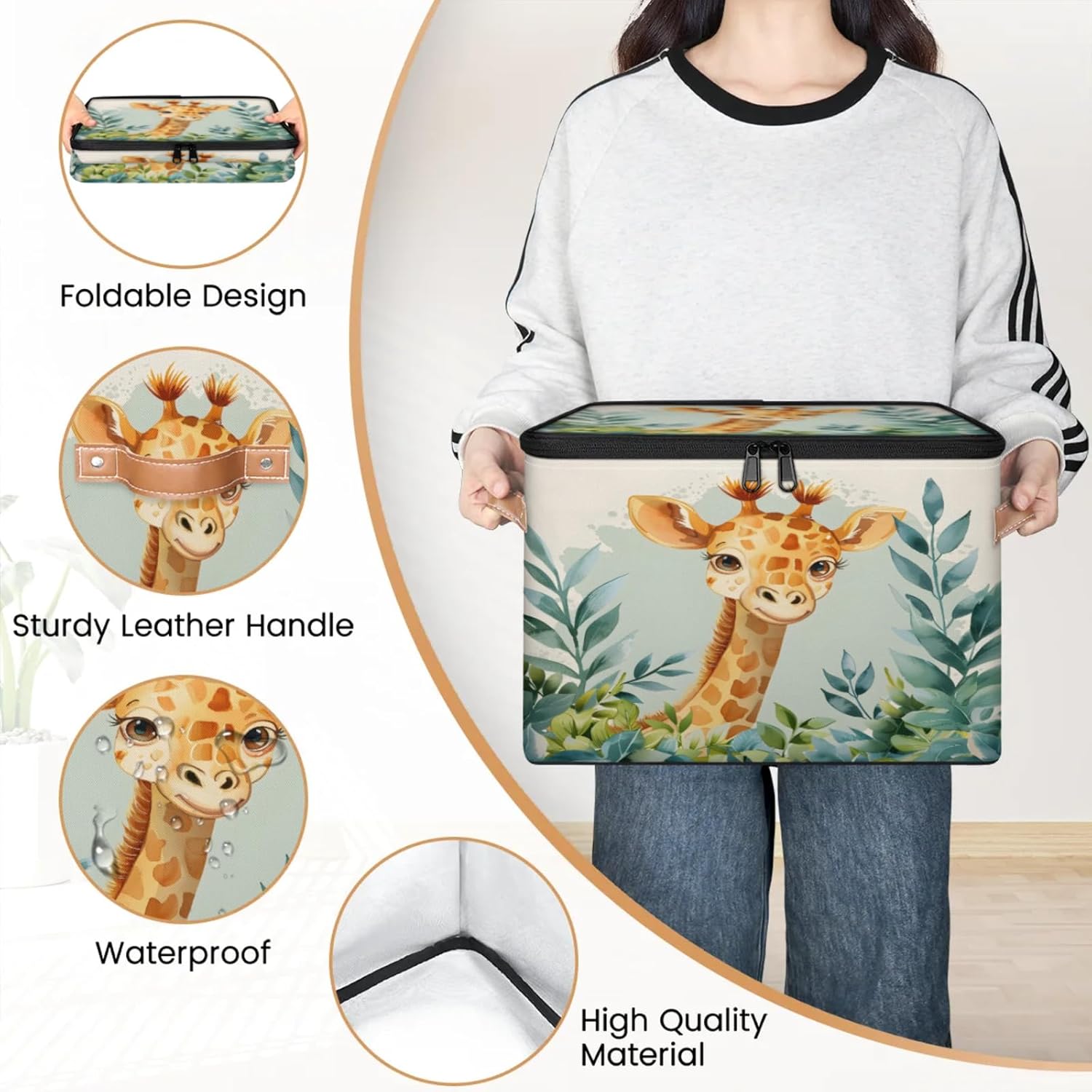 2-Pack Storage bins with lids - 26 quart organizer bins - Collapsible fabric storage bins with sturdy handles and double zipper tops - Versatile for home, toys, dorm rooms