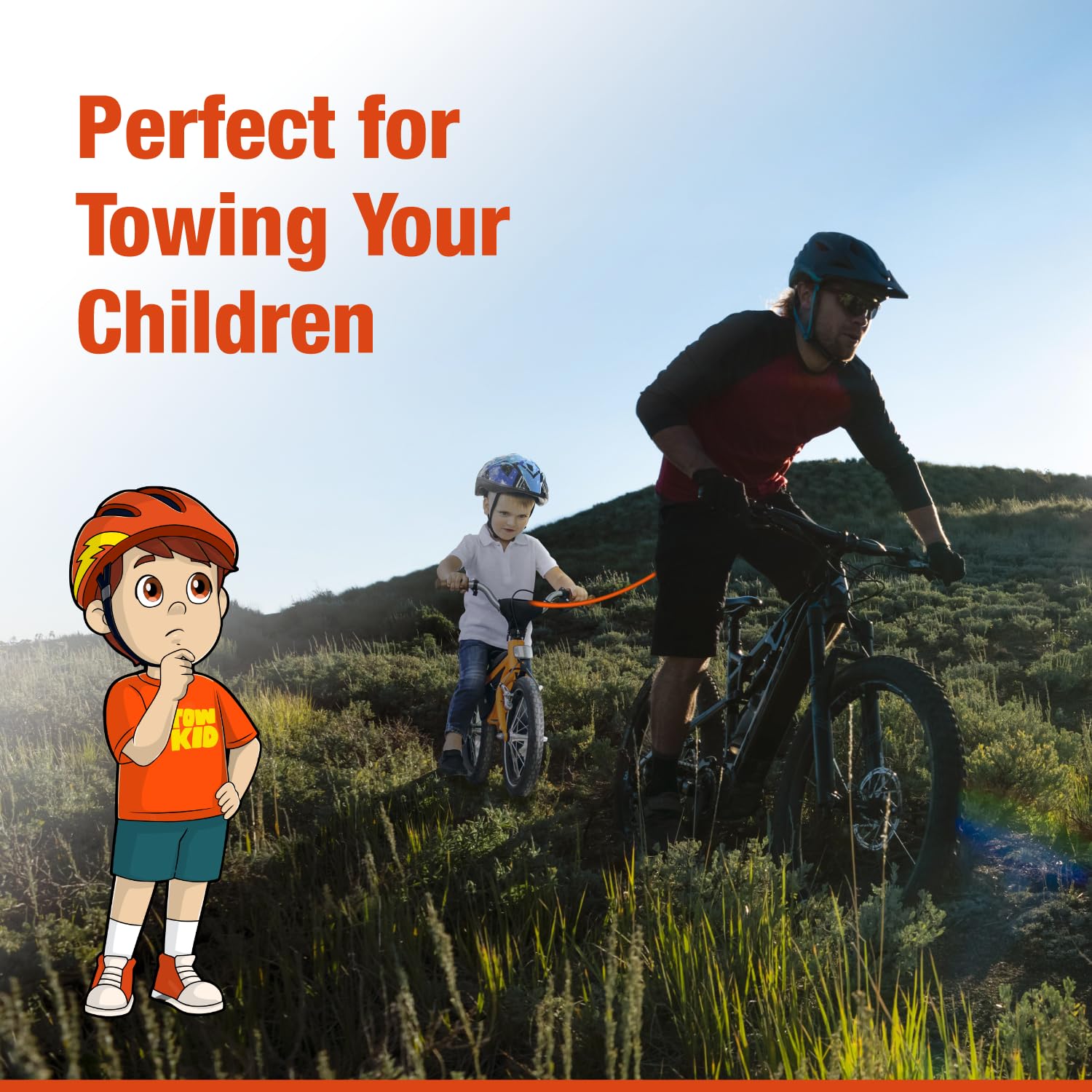 TowKid - Cuerda de Remolque de Bicicleta para niños, Cuerda elástica de 2,5 m