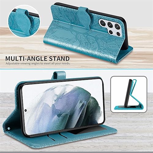 Miniatura 4 de MEUPZZK - Funda para Samsung Galaxy S22 Ultra, funda tipo cartera para Samsung S22 Ultra, piel sintética de alta calidad, con soporte de soporte,