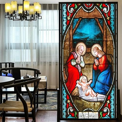 Miniatura 16 de Lámina decorativa para ventana, privacidad, pintura de bosque, adhesivos estáticos para ventanas, sin pegamento, cubiertas esmeriladas para ventanas