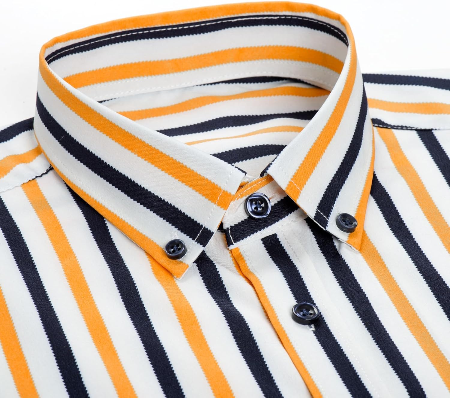 Men's Color Block Striped Long-Sleeve Button-Down Shirts, Spring Summer Comfort Vacation Casual Beach Shirt - Image 2