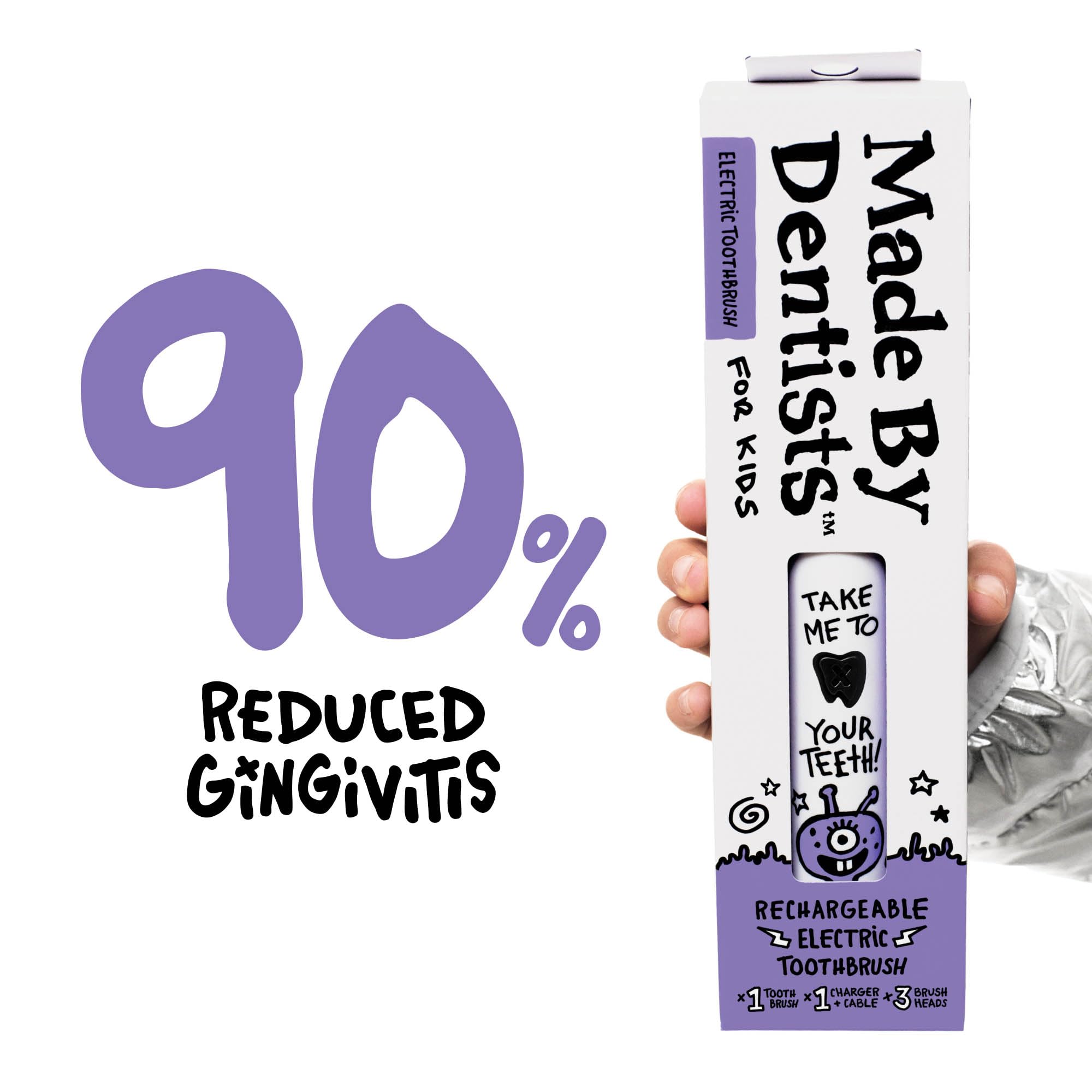 Made by Dentists Spazzolino elettrico per bambini – Spazzolino vibrante ricaricabile con timer include 6 testine di ricambio, pulisce delicatamente i denti, ragazze e ragazzi, bambini e bambini dai 2