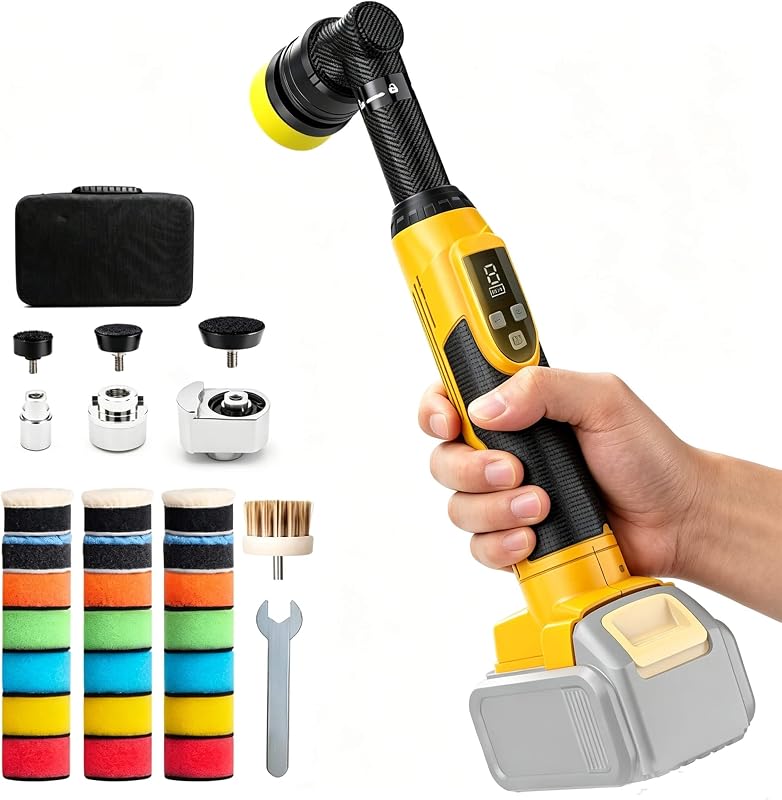 Cordless Mini Buffer Polisher Compatible with Dewalt 20V Battery-8 Speed | NO Battery, Lightweight Micro Cordless Scratches Killer, 3-in-1 RO/DA Car Kit For Detailing Polishing, Sanding, Waxing