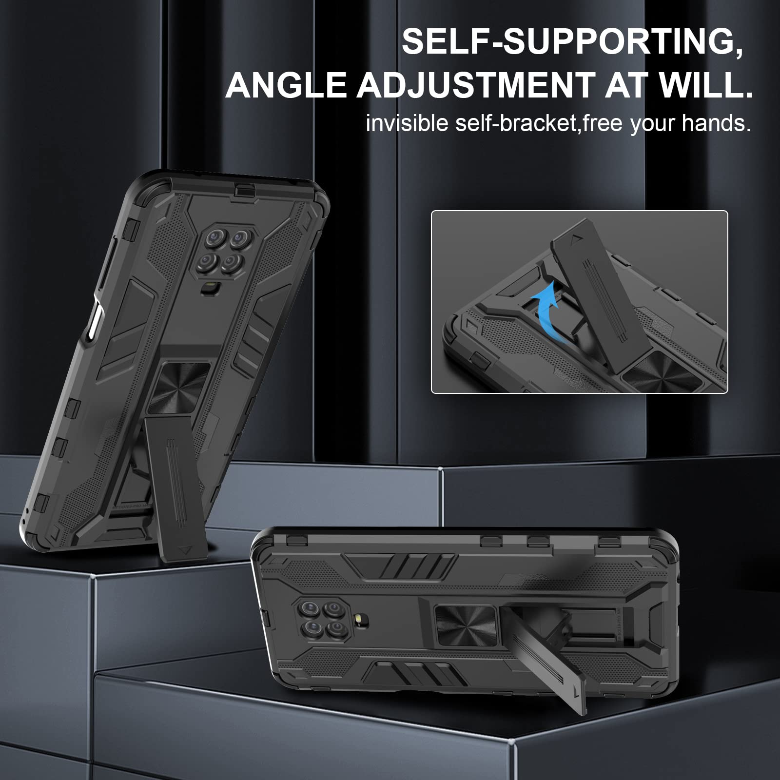 Funda para Xiaomi Redmi Note 15 Pro 5G, Carcasa Antigolpes con Soporte anular metálico, Case Protectora de Grado Militar, Azul — view 503