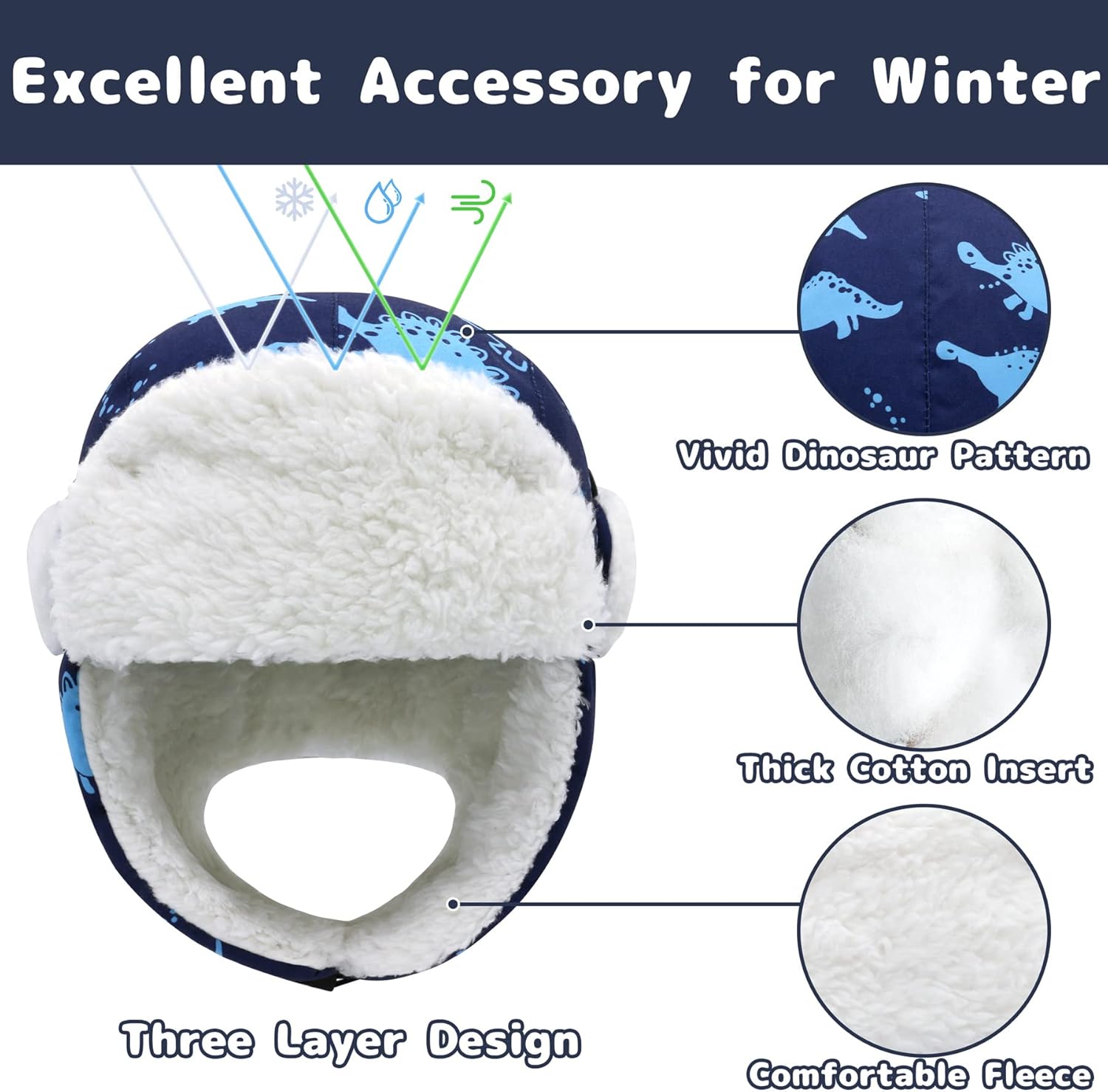 Olreco Toddler Winter Hat Baby Winter Hat Warm Fleece Lined Kids Trapper Hats Toddler Hats for Boys Girls Kid Snow Essentials - Image 3