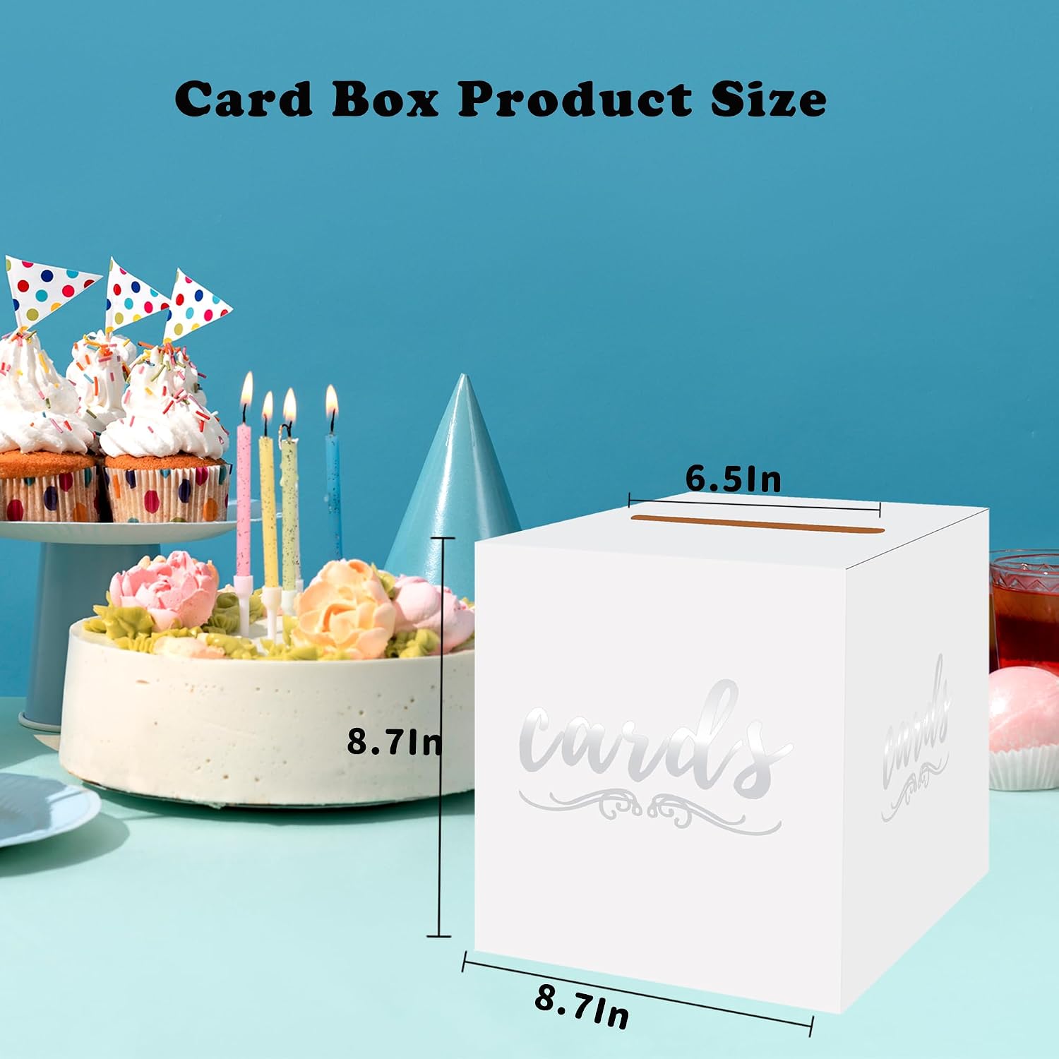 White Card Box Wedding Box for Cards Cardboard Card Box for Bridal or Baby Shower Birthday Party Graduation Funeral Silver Card Box with Slot Wedding Envelope Box