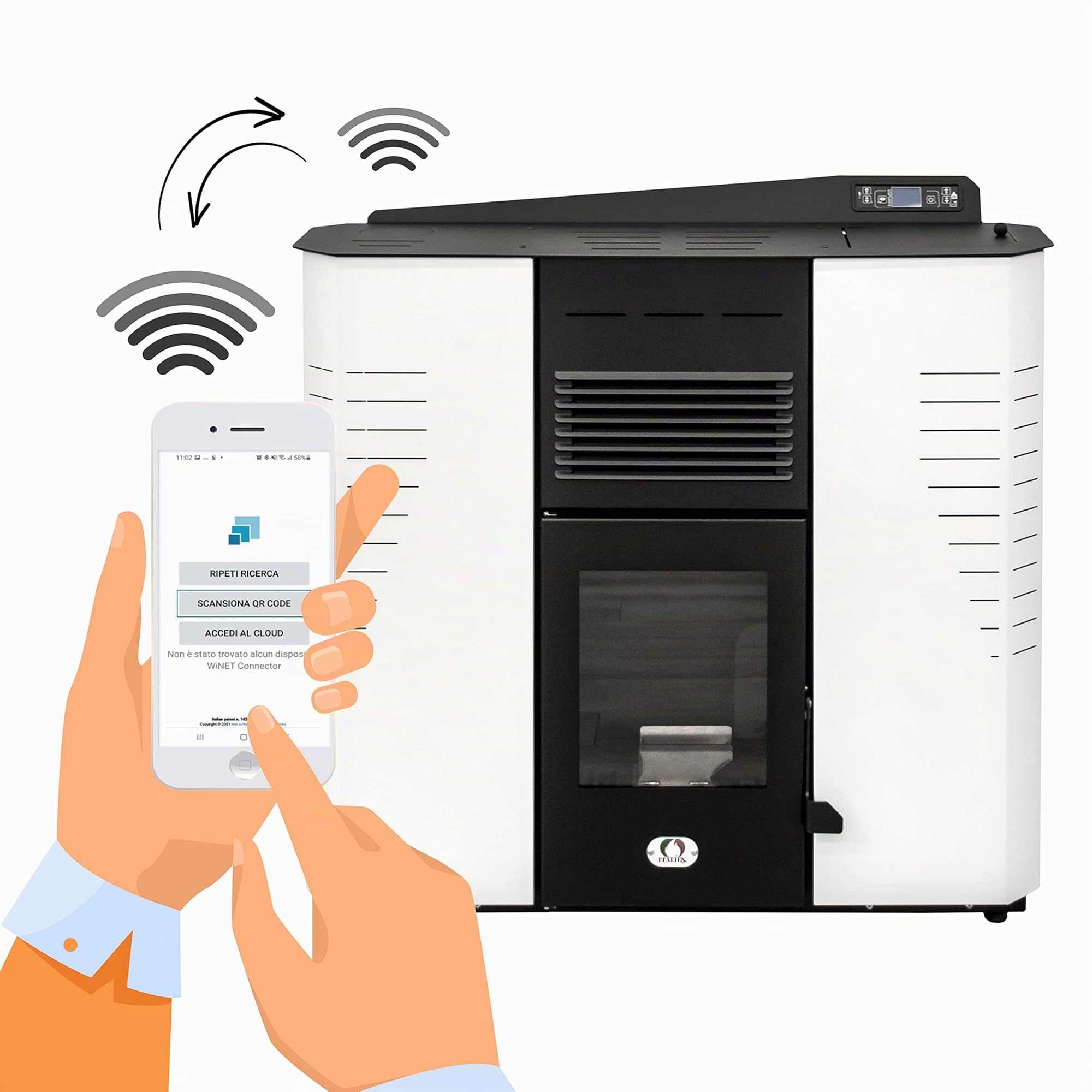 STUFE A PELLET ITALIA Marmolada 14 KW WiFi | Pelletöfen Effizienz 92% Heizt 130m² Autonomie 19 Std WiFi-Steuerung Programmierbar 5 Geschwindigkeiten und Kräfte Kompaktes Design 24 M Garantie Weiß