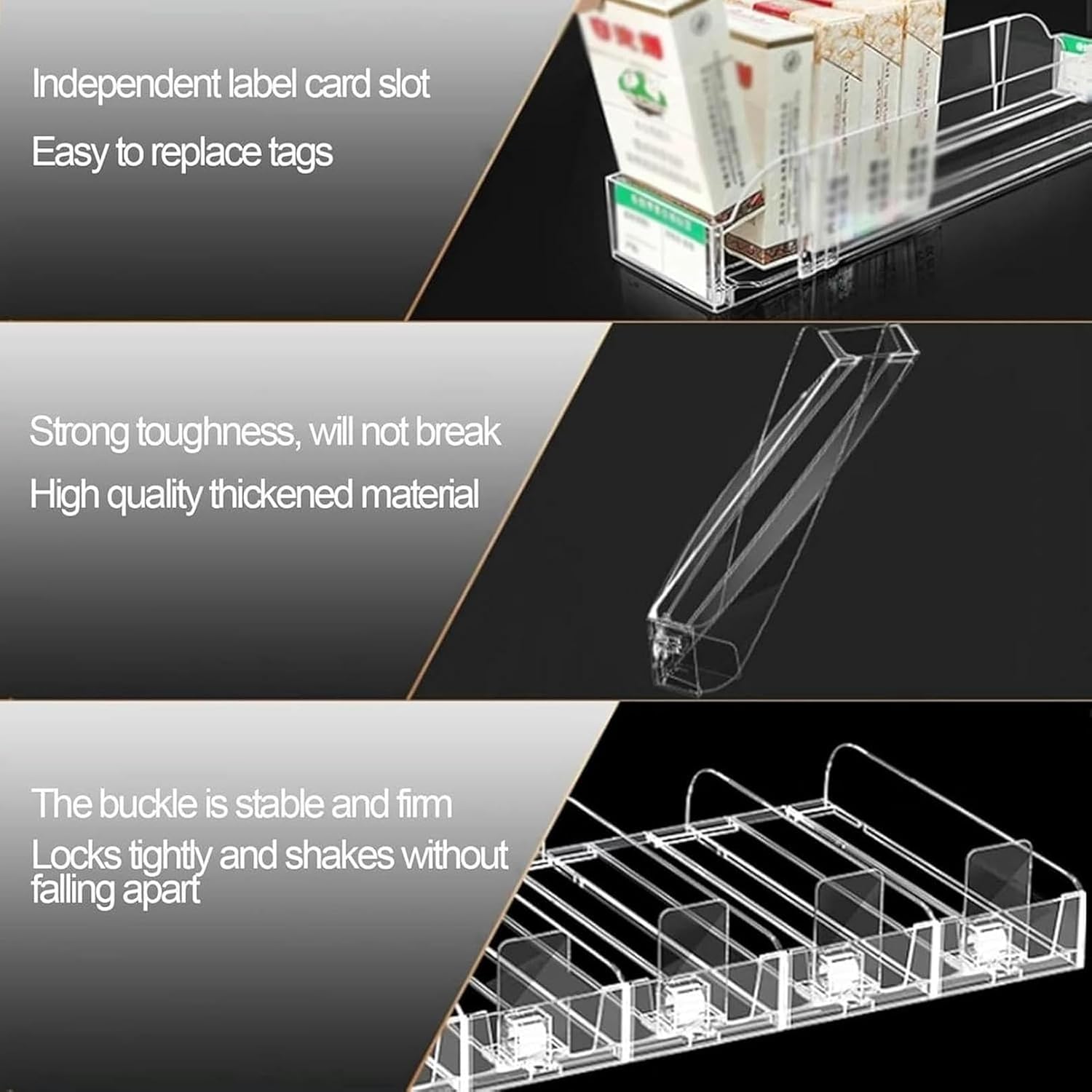 Cigarette Display Rack Shelf - Auto Pusher Holder, Wall Mounted Acrylic Cigarette Cabinet, Transparent Retail Case for Supermarkets & Movie Theaters - Efficient Product Organization