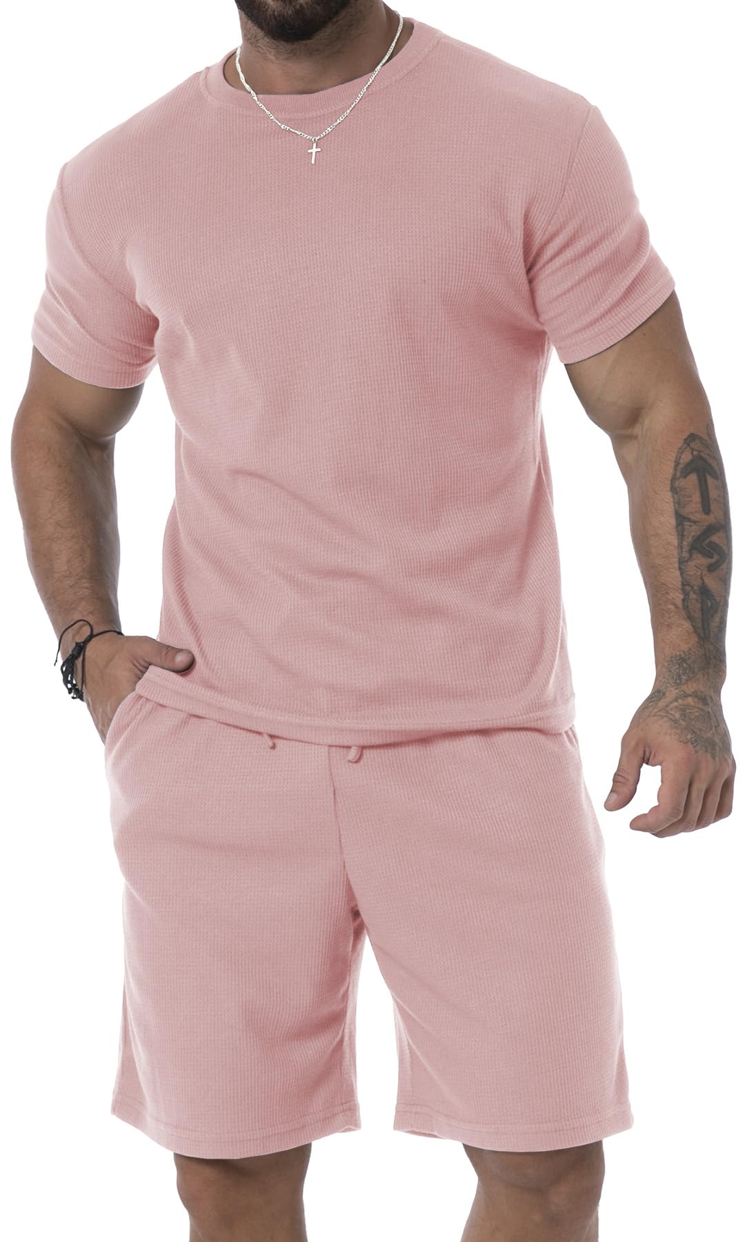 KUYIGO Heren poloshirt & shorts 2-delige set zomer trainingspak kleding mode casual sweatsuits M-3XL zwart M
