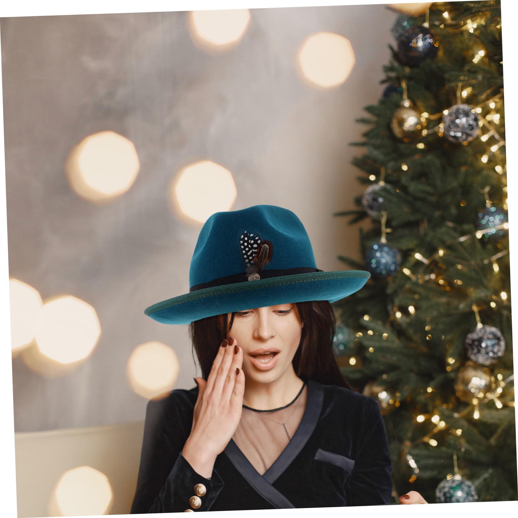 Gorro De Lana Sombrero Fedora Clásico para Hombres y Mujeres Ajustable para Bodas Fiestas y Espectáculos