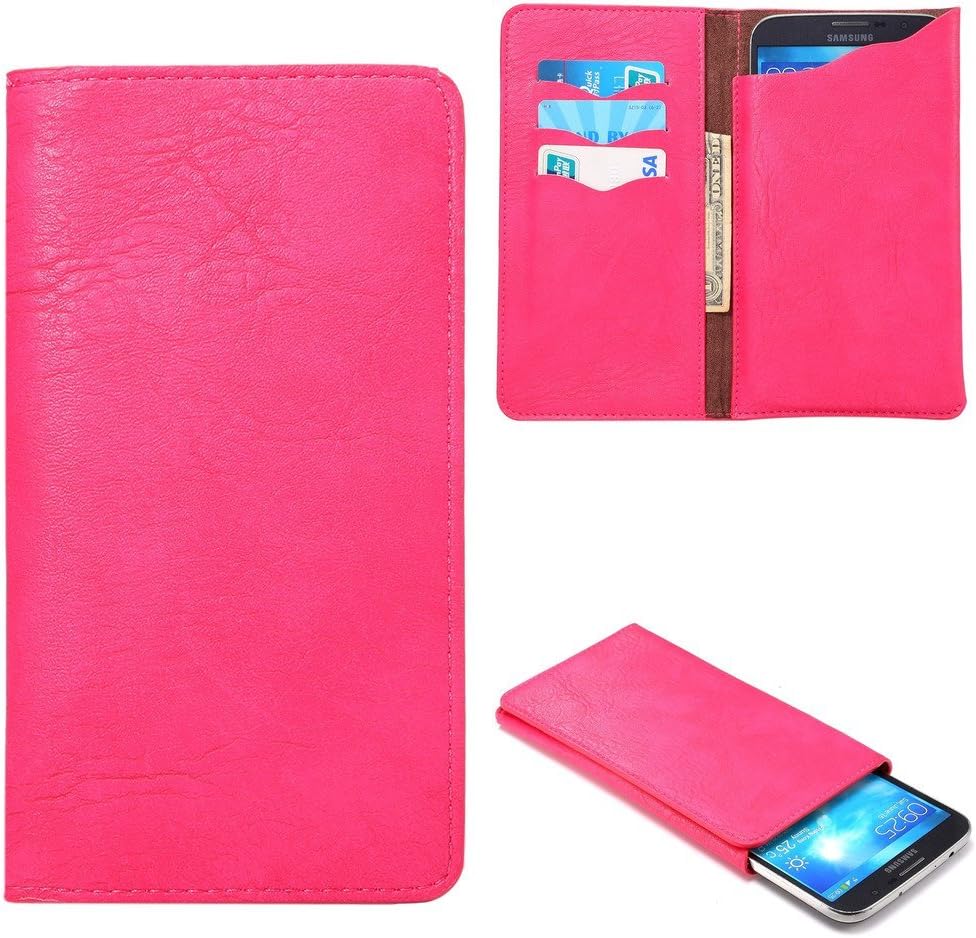 Topforcity(TM) Universal Cell Phone Wallet Case, Premium PU Leather[3 Card Slots] Flip Folio Soft Slim Wallet Purse Case for 5.3 to 5.7 Inches Screen Mobile Phone (Rose)