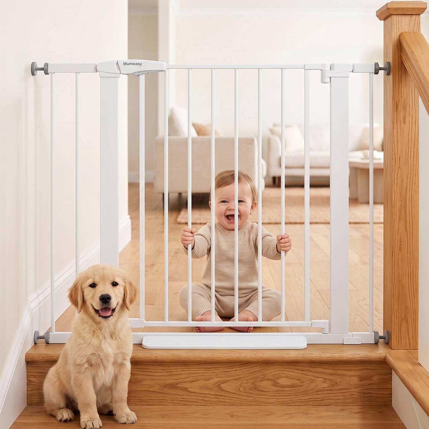 Mumeasy 29.7-40.6" Baby Gate for Stairs, Auto Close Dog Gate for Doorways