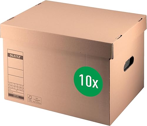 Leitz 60810000 Lot de 10 boîtes d'archivage et de transport de qualité supérieur
