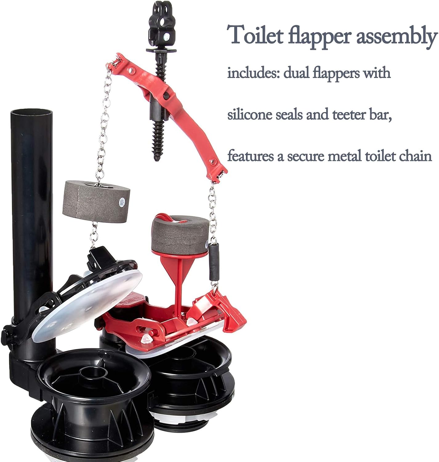 Toilet Flapper Replacement Kit for American Standard, Dual Silicone Seals, Metal Chain, Compatible with Vormax Flush System, Black Toilet Parts