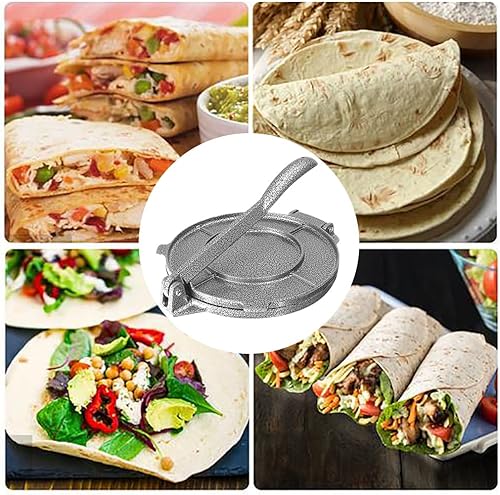 Miniatura 9 de HOGREL Roti Maker - Prensa plegable de aluminio antiadherente de 8 pulgadas, duradera, segura y fácil de usar, máquina de tortillas igualmente