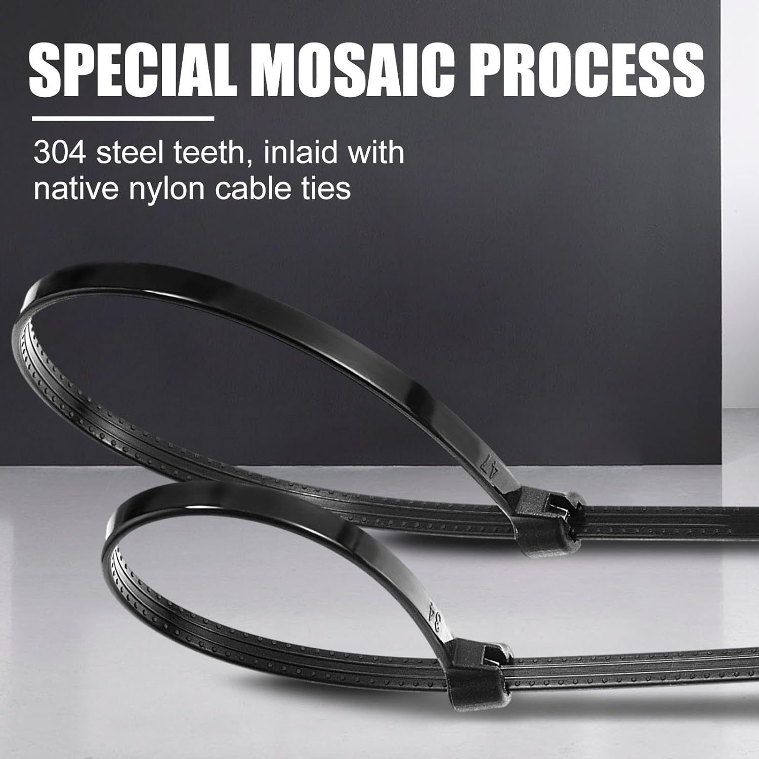 Blulu 1000 Pcs Cable Zip Ties with Metal Tooth Stainless Steel Locking Device, 7 Inch Black Cable Ties, 45 Lbs Tensile Strength, UV Resistant Wire Wraps Multi Purpose for Industrial Indoor Outdoor Use