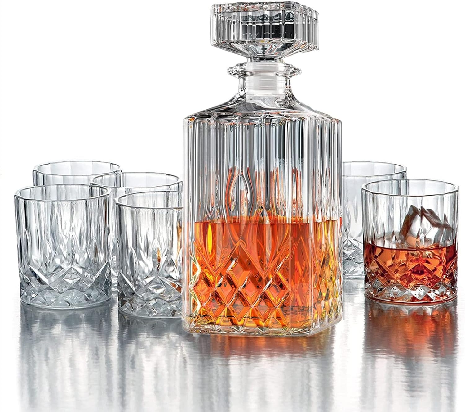 Voyzdx Vasos y Jarra de Whisky, Resistente Botella de Whisky Set para ...