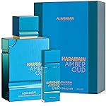 Al Haramain Amber Oud Eau de Parfum - Aqua Dubai - Oud Cologne with Atomizer - Men\'s Perfume for Men: Bergamot, Green Notes, Mandarin, Melon, Pineapple, Amber, Vanilla, Musk, Mens Fragrances (3.33oz)