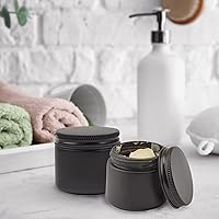 Vista 2 de Cornucopia Brands 2-Ounce Black Coated Glass Jars (Pack of 12) Cosmetic Jars with Black Metal Lids and Black Matte Exterior