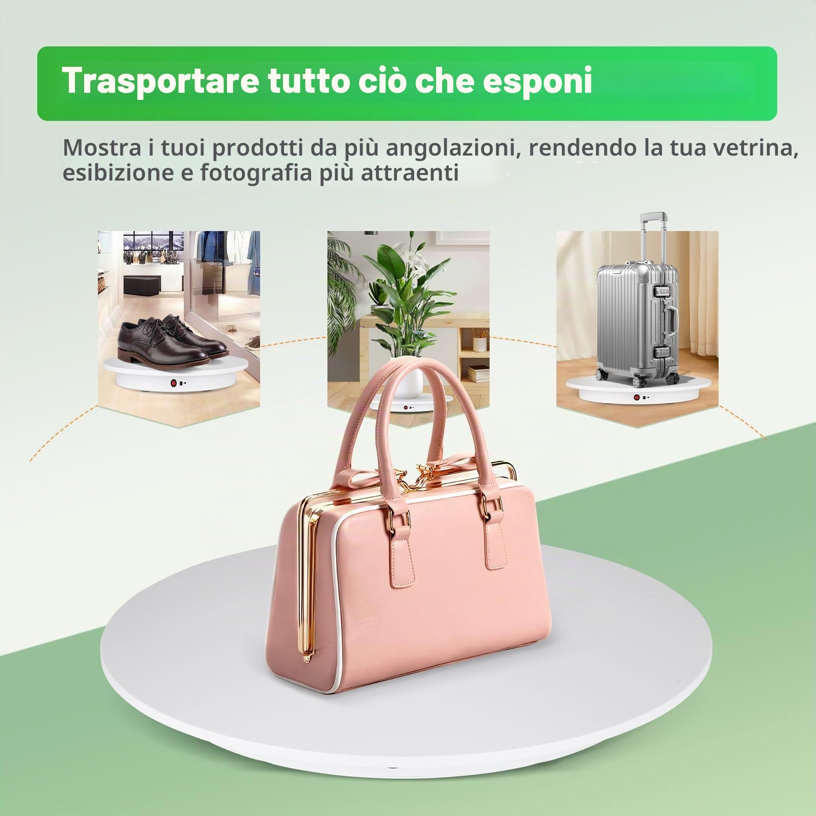 YJINGRUI Piatto girevole elettrico da 60 cm, piatto girevole elettrico per fotografia, piatto girevole con telecomando, portata 150 kg, angolo di velocità e direzione regolabili (bianco)