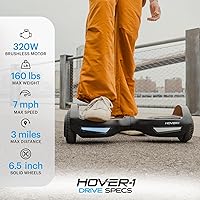 Vista 2 de Hover-1 Drive Electric Hoverboard 7MPH Top Speed, 3 Mile Range, Long Lasting Lithium-Ion Battery, 6HR Full-Charge, Path Illuminating LED Lights