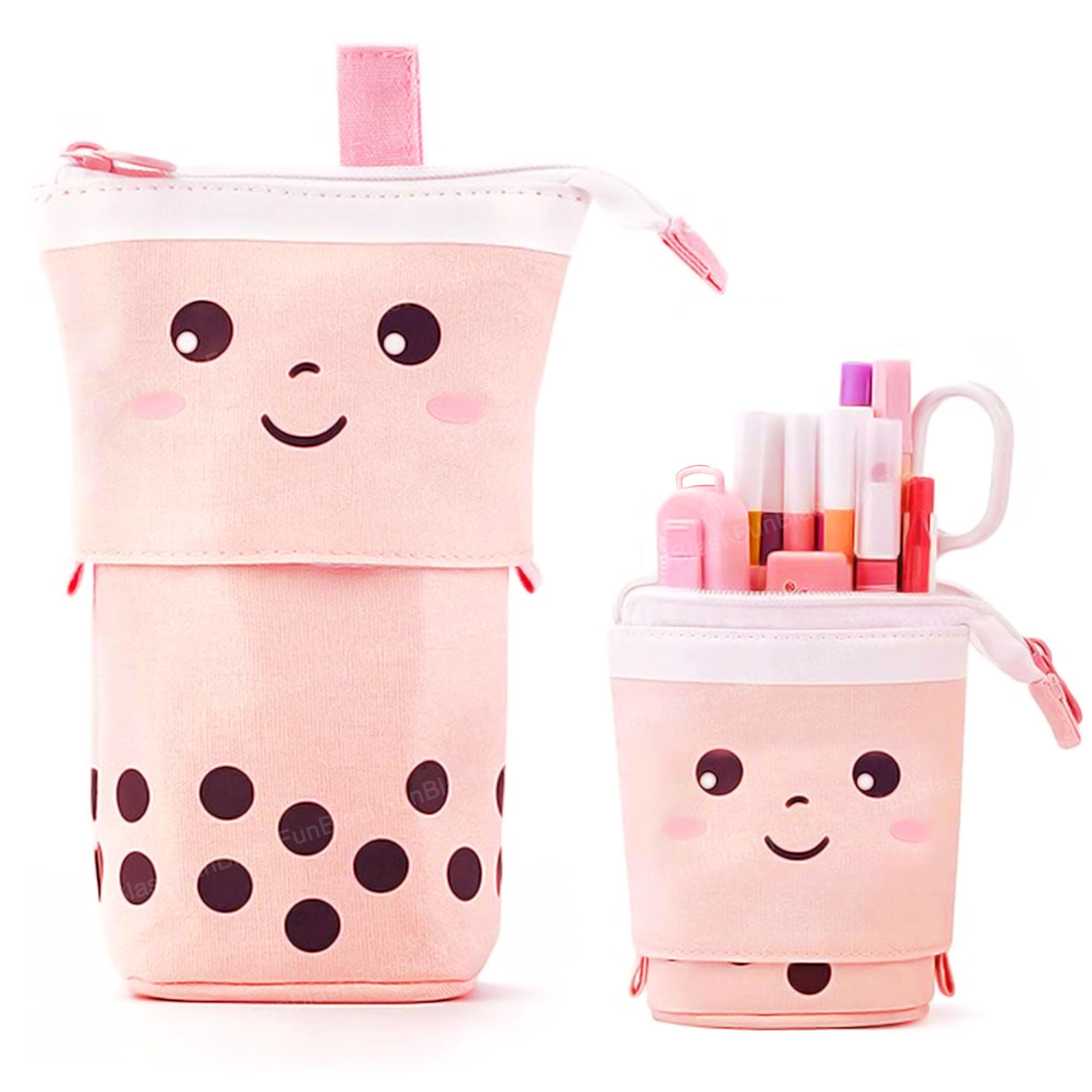 FunBlast Standing Pencil Case, Cute Pencil Pouch for Girls & Boys – Korean Boba Pop Up Stationery, Cosmetic Organizer Box, Pouches for Stationary Boys Kids Women School Students (Pink)-image-28
