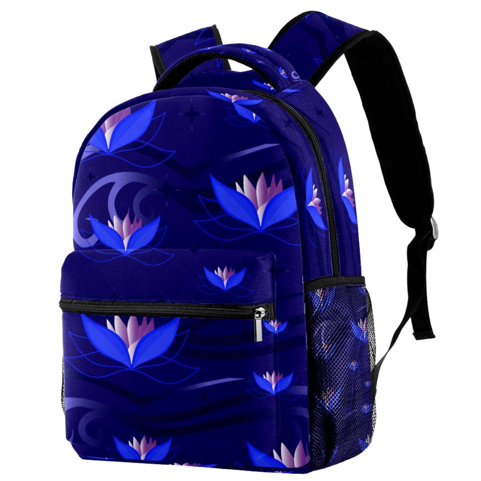 Lotus Flowers Blooming In Night Garden Backpack for Men School Bookbag Hiking Travel Rucksack School Bag for Women