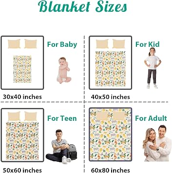 Custom Safari Animals Blanket Gift, Personalized Baby Blanket with Name, Soft Plush Flannel/Sherpa Fleece Throw Blankets for Toddler Kid Teen Boys Girls Color01