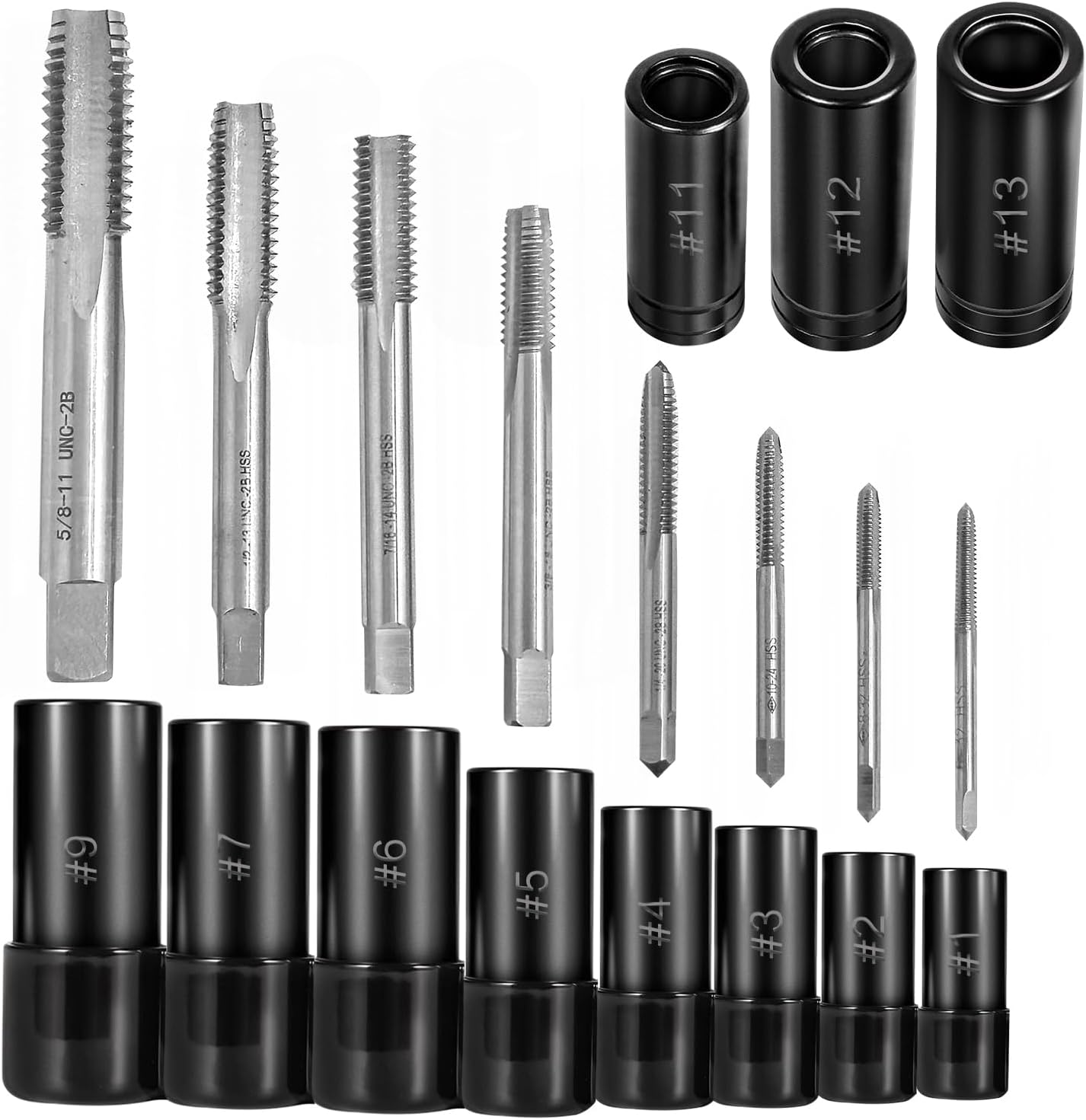 70700 Tap Socket Set, 11Pcs Magnetic Socket Adapter for Tap and Die Use, Fits Metric and Standard Taps, Compatible with 1/2" and 1/8" NPT Taps Made to M.C.T.I. Standards