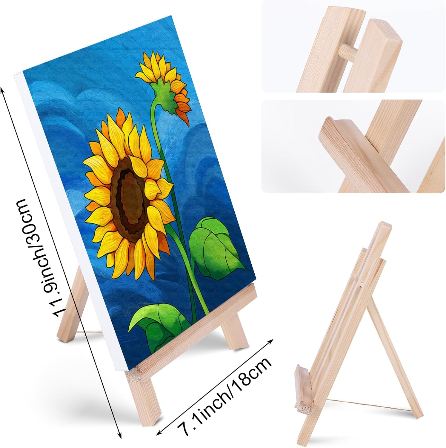 VOCHIC Paint and Sip kit Pre Drawn Canvas Painting Kit for Adults Kids, Canvas Painting Party Supplies Kit with Picture to Paint 1 Easel, 8 Acrylic Colors,3 Brush,1 Pallet Sunflower Art Set (8x10)