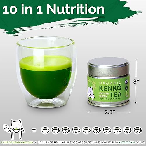 Miniatura 5 de KENKO Matcha - Polvo de té verde USDA orgánico grado ceremonial japonés verde 30 g 1 oz
