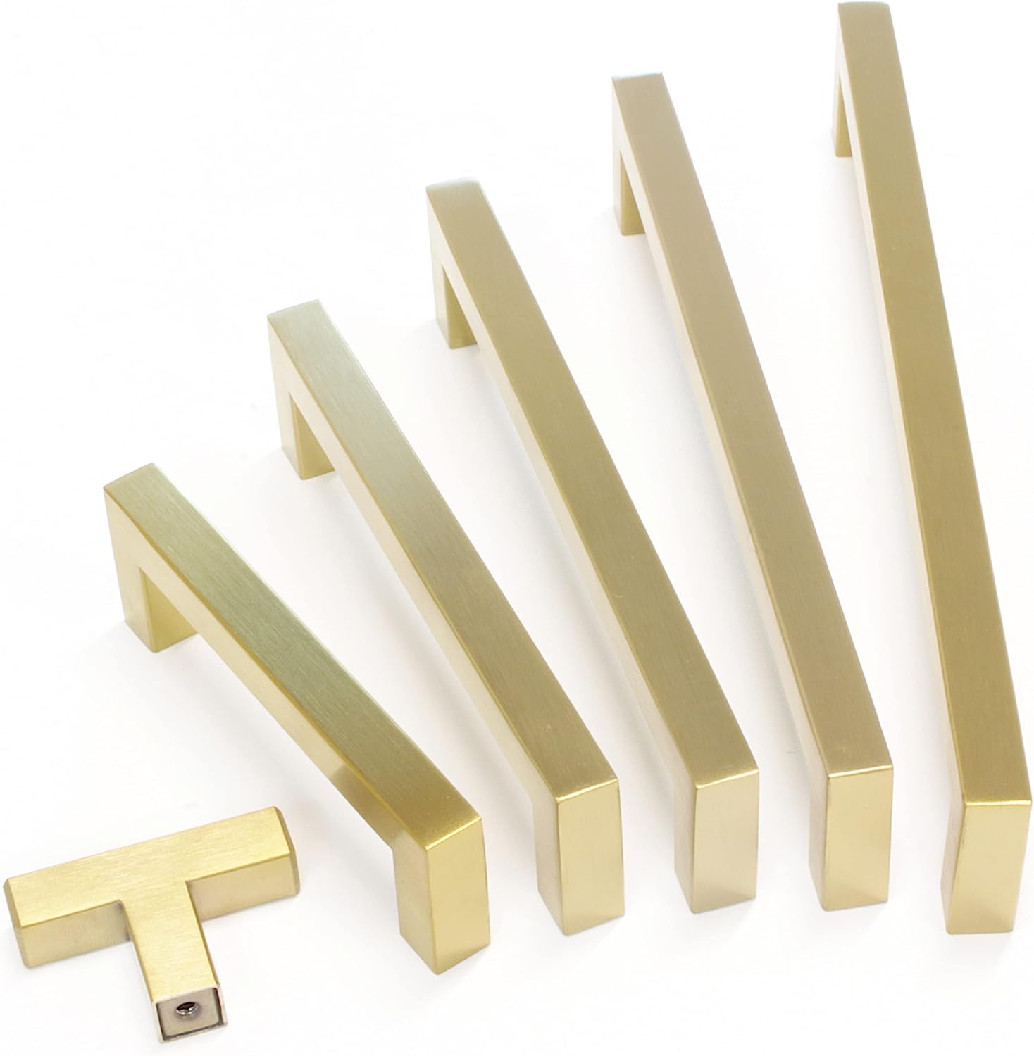 RCH Hardware Stainless Steel Modern Cabinet Drawer Handle Pull, 6 5/16" Center to Center, 6 11/16" Length, Brushed Gold (5 Pack)