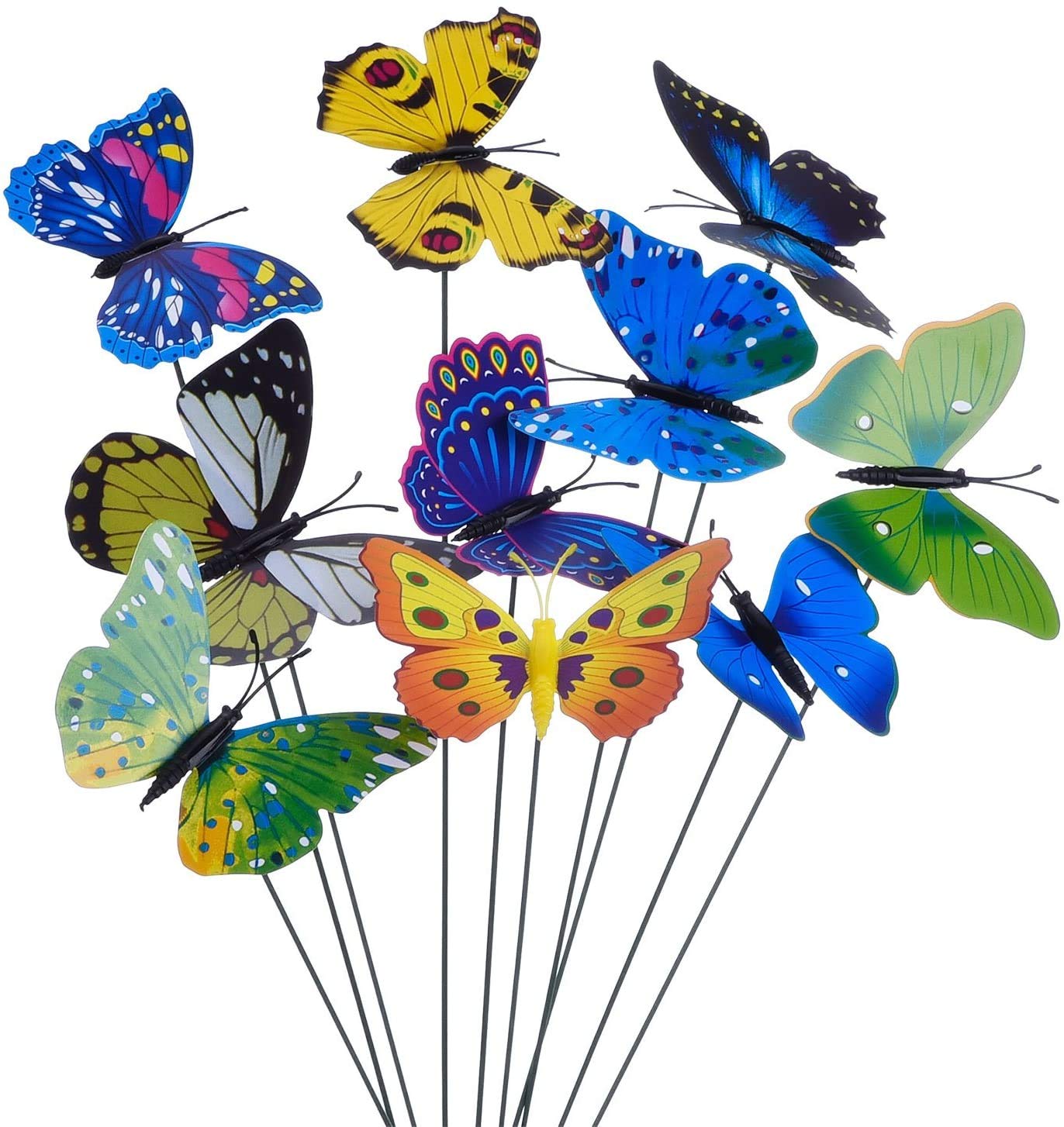 JJJ Ornamenti da Giardino 20 Pezzi Punte di Farfalle da Giardino e 4 Pezzi di libellule