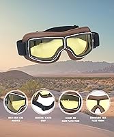 Vista 4 de Googles vintage, estilo aviador, para motocicleta Cruiser T13 T13BCB. Clásico.