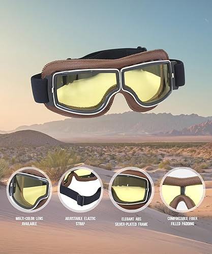 Miniatura 4 de Googles vintage, estilo aviador, para motocicleta Cruiser T13 T13BCB. Clásico.