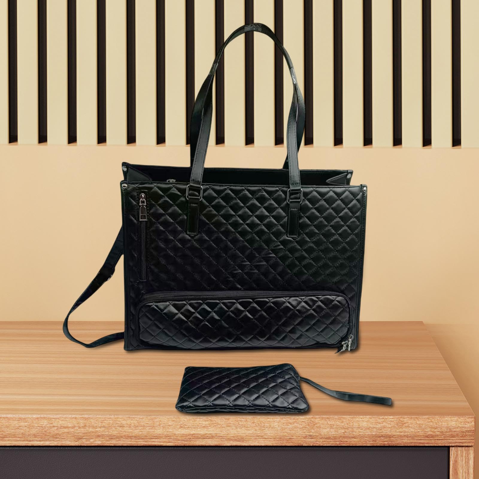 Milageto Women Tote Bag, Business Bag, per Office da Picnic di Collage, Nero